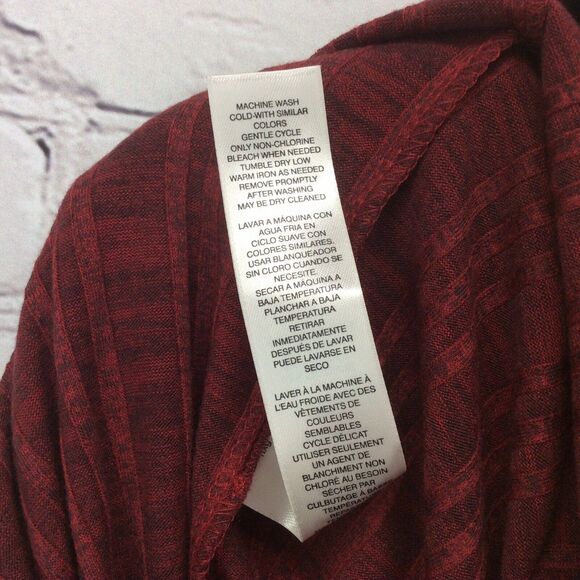 Chico's Tunic Dress Women's Size 2 (M/12) Red Ribbed Key Hole Neck 3/4 Sleeves - Picture 9 of 11